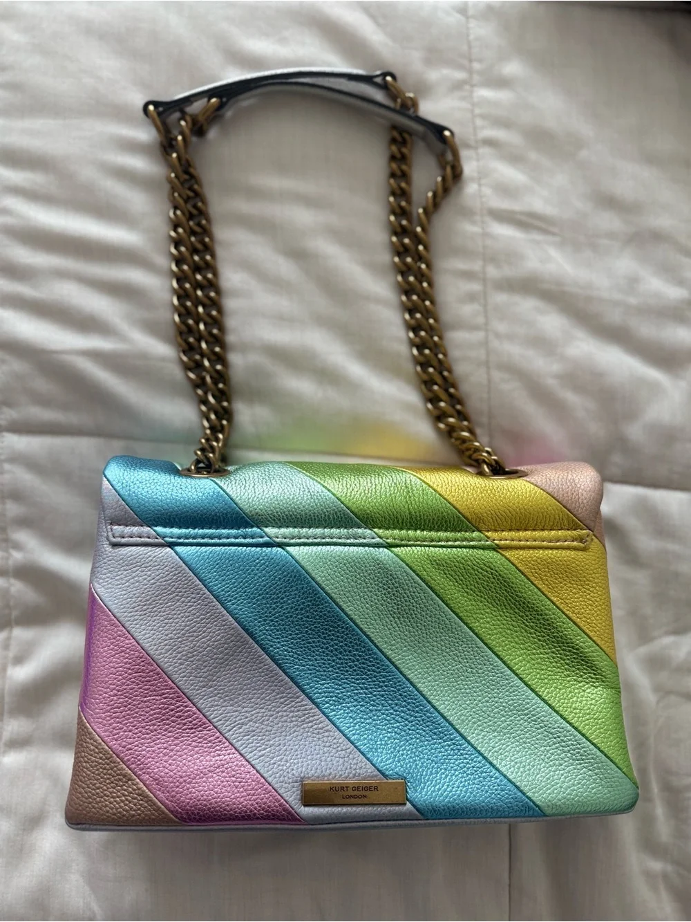 Kurt Geiger London Leather Kensington Pastel Rainbow Metallic Crossbody Bag